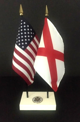 Executive Alabama and US Flag Desk Set