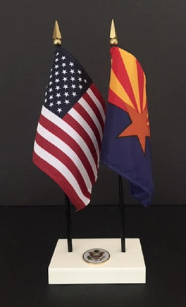 Arizona and USA miniature flag executive set