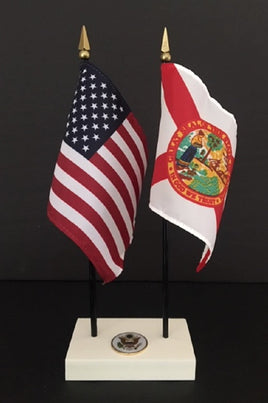 Executive Florida and US Flag Desk Set