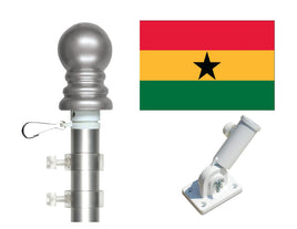 3'x5' Ghana Polyester Flag with 6' Spinner Pole Display Set