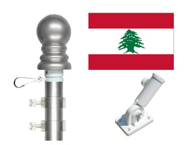 3'x5' Lebanon Polyester Flag with 6' Spinner Pole Display Set