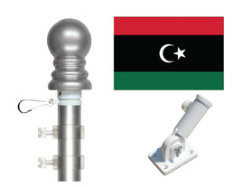 3'x5' Libya Polyester Flag with 6' Spinner Pole Display Set