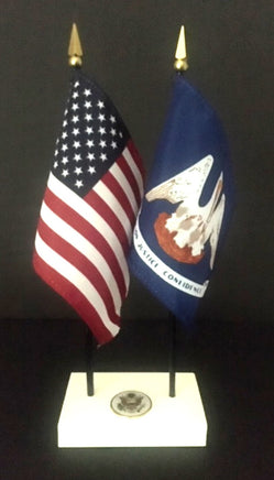 Louisiana and USA miniature flag executive set