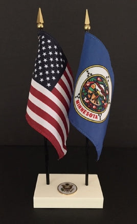 Executive Minnesota and US Flag Desk Set