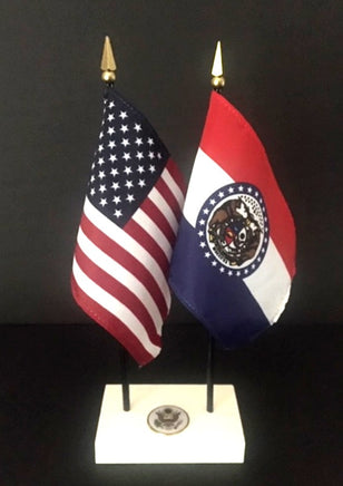 Missouri and USA executive miniature flag set