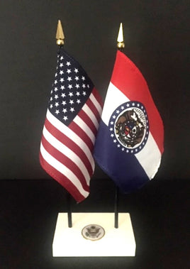 Executive Missouri and US Flag Desk Set