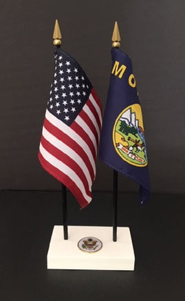 Montana and USA executive miniature flag set
