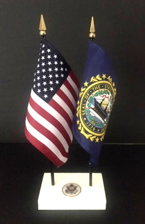 New Hampshire and USA miniature flag executive set