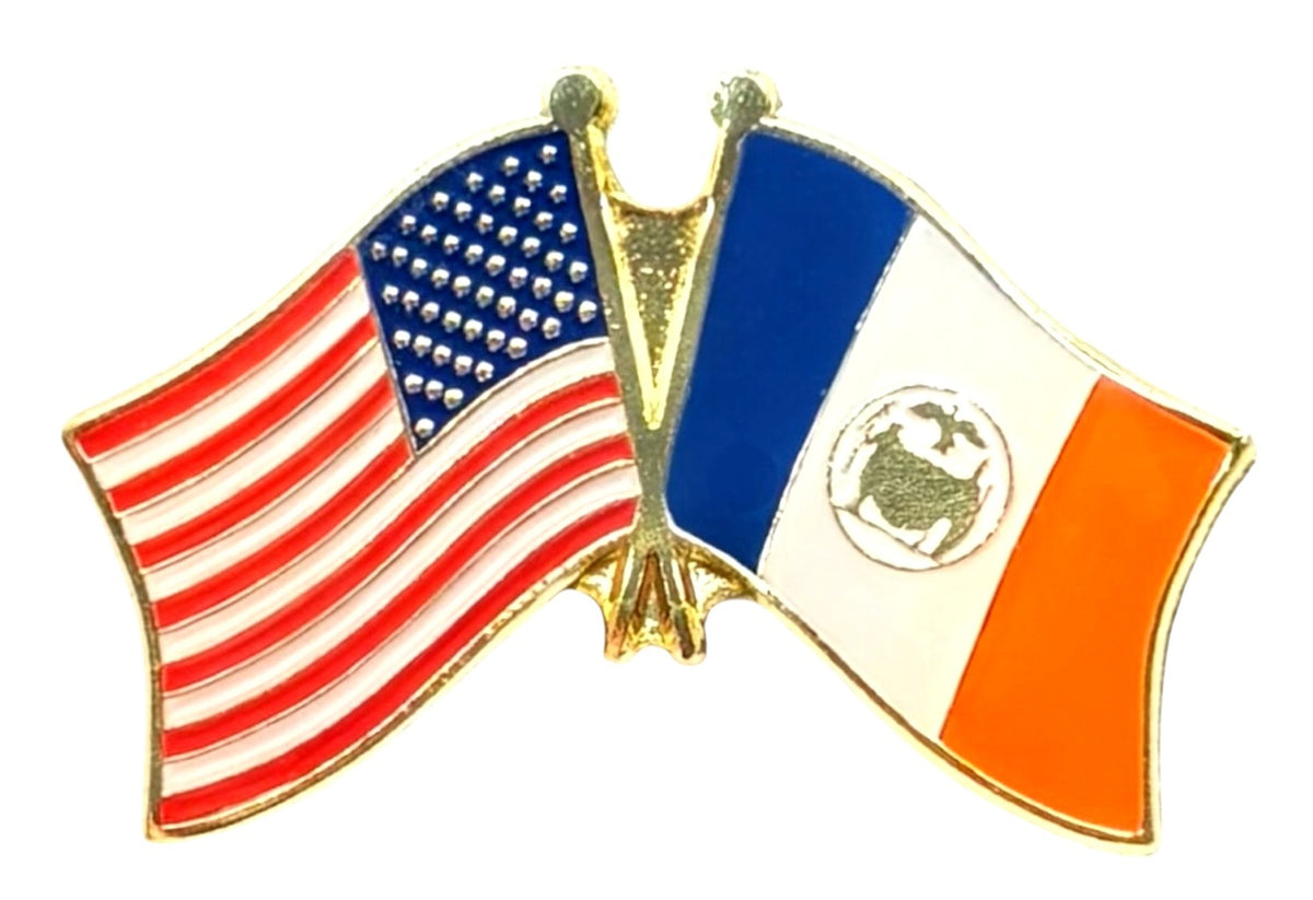 USA & Navy Ship Crossed Flags Lapel Pin / Hat Pin - Patriotic Accessory