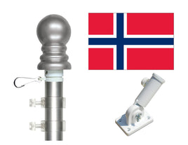 3'x5' Norway Polyester Flag with 6' Spinner Pole Display Set
