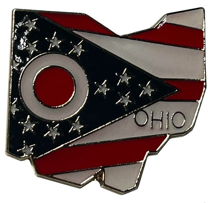 Ohio Map Shape Pin with Flag Background