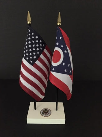 Ohio and USA miniature flag executive set