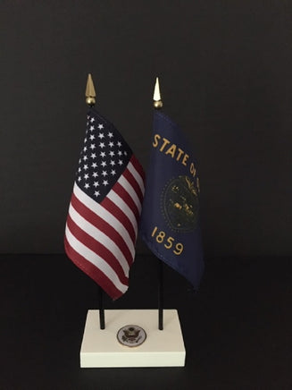 Oregon and USA miniature flag executive set