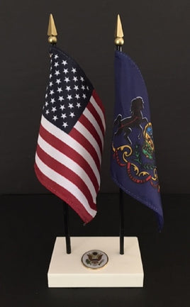 Executive Pennsylvania and US Flag Desk Set