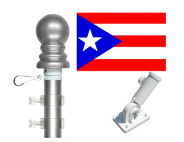 3'x5' Puerto Rico Polyester Flag with 6' Spinner Pole Display Set