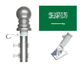 3'x5' Saudi Arabia Polyester Flag with 6' Spinner Pole Display Set