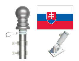 3'x5' Slovakia Polyester Flag with 6' Spinner Pole Display Set