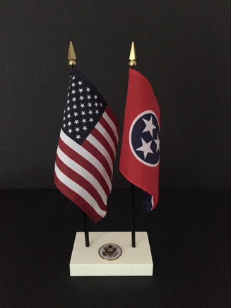 Tennessee and USA executive miniature flag set
