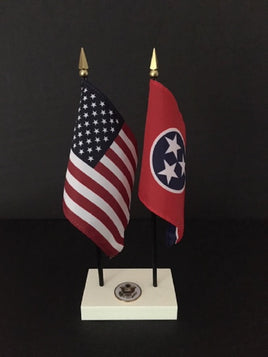Executive Tennessee and US Flag Desk Set