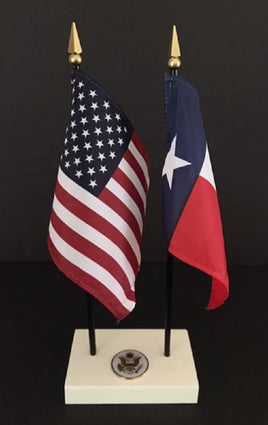 Executive Texas and US Flag Desk Set