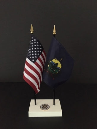 Vermont and USA executive flag miniature set