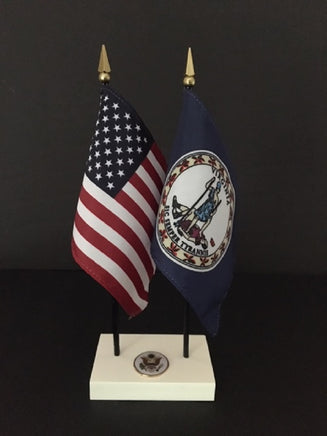 Virginia and USA miniature flag executive set