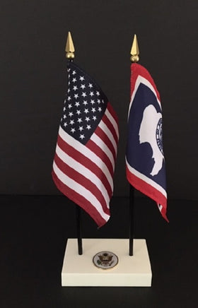 Wyoming and USA executive mini flag set