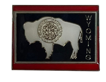 Wyoming Map Shape Pin - Flag Background