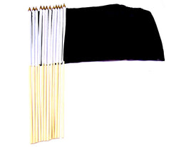 12"x18" Solid Black Polyester Stick Flag - 12 flags