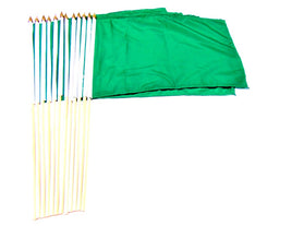 12"x18" Solid Green Polyester Stick Flag - 12 flags