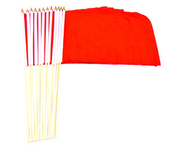 12"x18" Solid Red Polyester Stick Flag - 12 flags