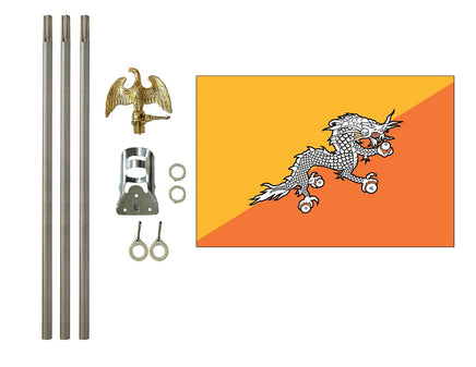 3'x5' Bhutan Polyester Flag with 6' Flagpole Kit