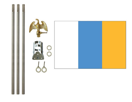 3'x5' Canary Islands Polyester Flag with 6' Flagpole Kit