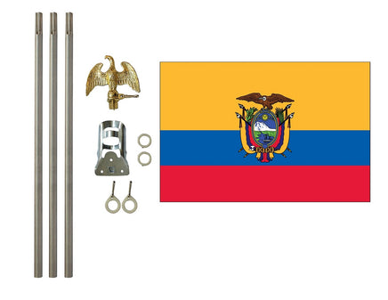 3'x5' Ecuador Polyester Flag with 6' Flagpole Kit