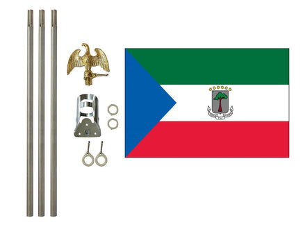 3'x5' Equatorial Guinea Polyester Flag with 6' Flagpole Kit