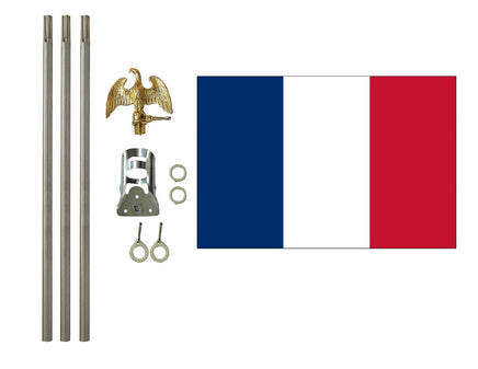 3'x5' France Polyester Flag with 6' Flagpole Kit