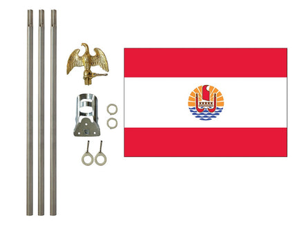 3'x5' French Polynesia Polyester Flag with 6' Flagpole Kit