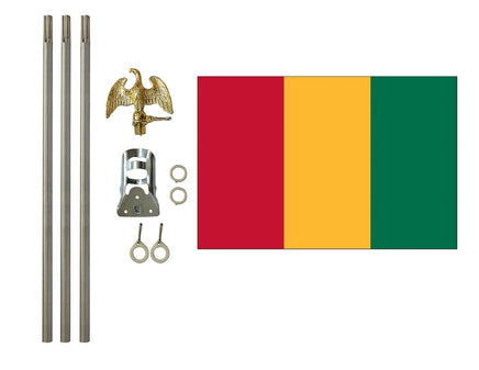 3'x5' Guinea Polyester Flag with 6' Flagpole Kit