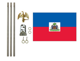 3'x5' Haiti Polyester Flag with 6' Flagpole Kit