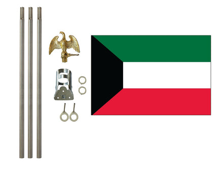3'x5' Kuwait Polyester Flag with 6' Flagpole Kit