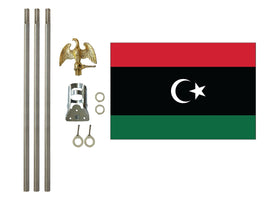3'x5' Libya Polyester Flag with 6' Flagpole Kit
