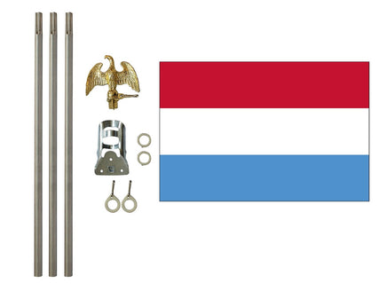 3'x5' Luxembourg Polyester Flag with 6' Flagpole Kit