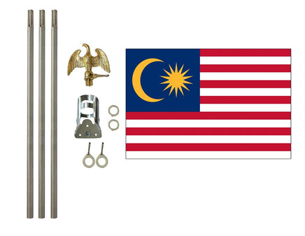 3'x5' Malaysia Polyester Flag with 6' Flagpole Kit