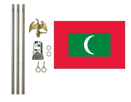 3'x5' Maldives Polyester Flag with 6' Flagpole Kit