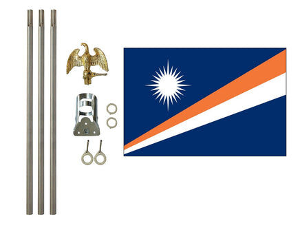 3'x5' Marshall Islands Polyester Flag with 6' Flagpole Kit