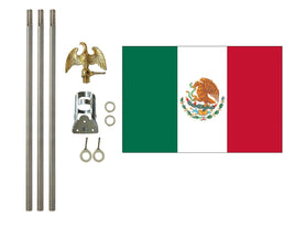 3'x5' Mexico Polyester Flag with 6' Flagpole Kit