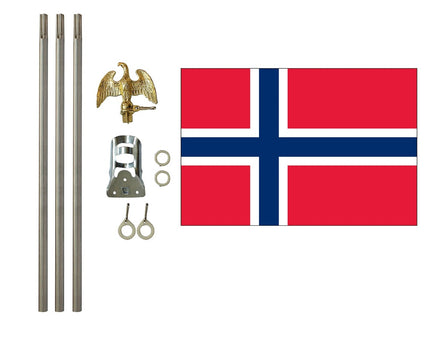 3'x5' Norway Polyester Flag with 6' Flagpole Kit