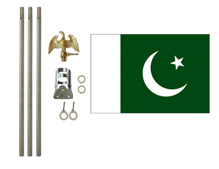 3'x5' Pakistan Polyester Flag with 6' Flagpole Kit