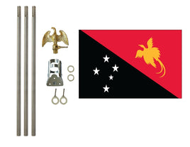 3'x5' Papua New Guinea Polyester Flag with 6' Flagpole Kit