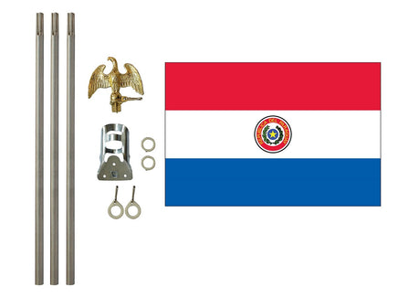 3'x5' Paraguay Polyester Flag with 6' Flagpole Kit